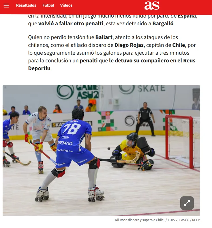 Captura de la publicación de AS con una fotografía de Luis Velasco